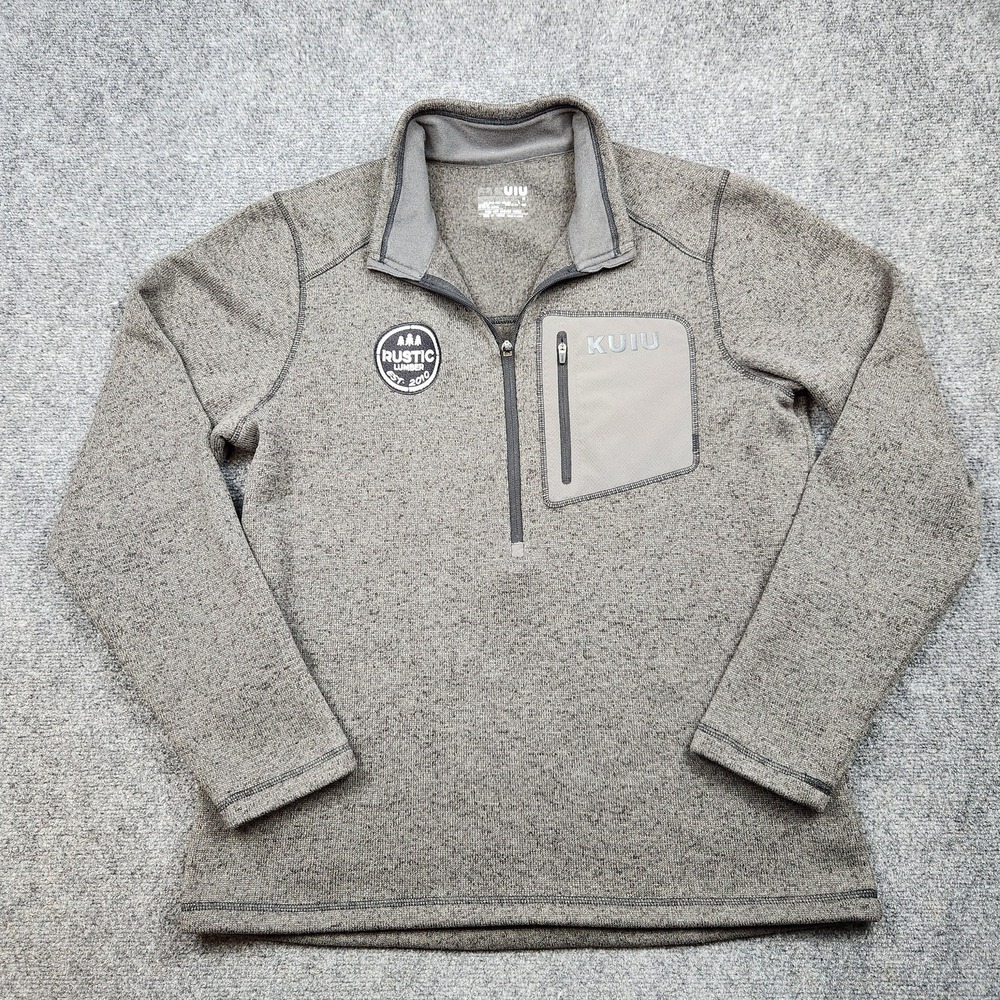 KUIU Sweater Mens XL Gray High Loft Fleece 1/4 Zip‎ Pullover Rustic Lumber